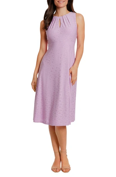 London Times Sleeveless Eyelet Dress In Purple