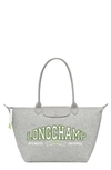 Longchamp Large Le Pliage University Shoulder Tote In Grey