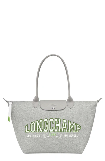 Longchamp Large Le Pliage University Shoulder Tote In Grey