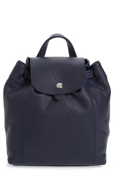 Longchamp Le Pliage Cuir Backpack In Navy
