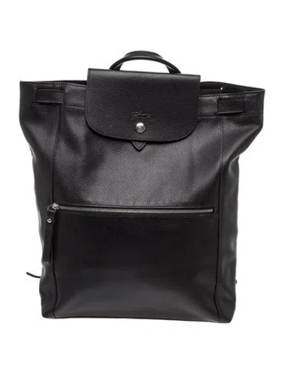 Pre-owned Longchamp Leather Backpack In Black