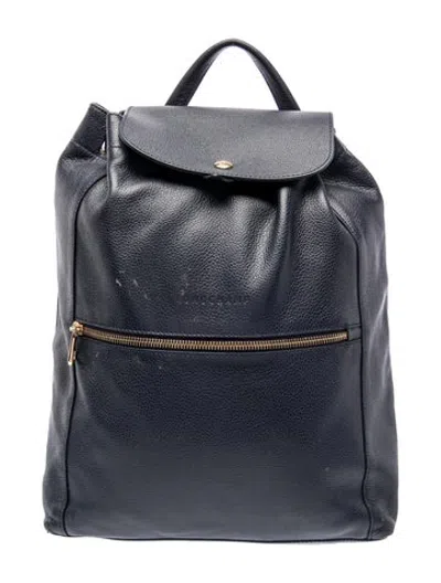 Pre-owned Longchamp Leather Backpack In Grey