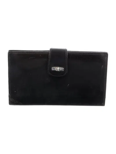 Pre-owned Longchamp Leather French Purse In Black