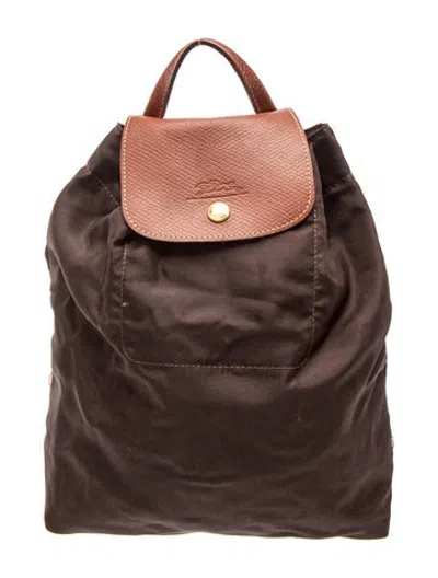 Pre-owned Longchamp Nylon Le Pliage Backpack In Brown