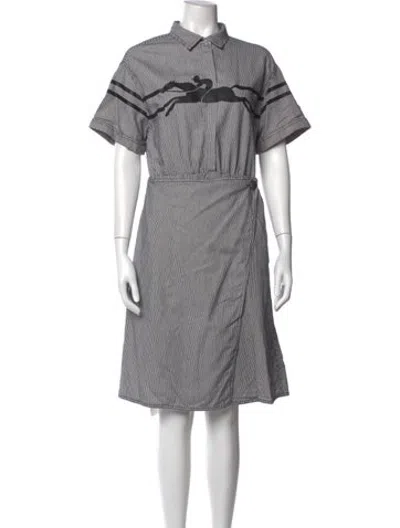 Pre-owned Longchamp Striped Knee-length Dress In Blue