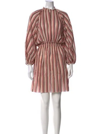 Pre-owned Longchamp Striped Mini Dress W/ Tags In Pink