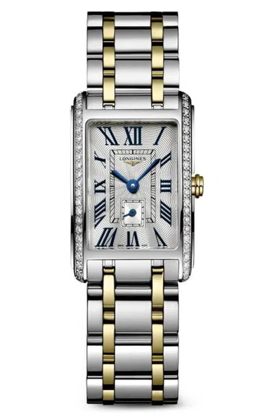 Longines Dolcevita Diamond Rectangle Bracelet Watch, 20.8mm X 32mm In Silver