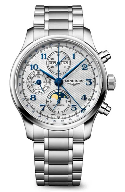 Longines Master Collection Automatic Moon Phase Bracelet Watch, 41mm In Silver