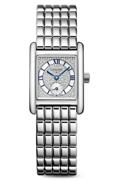 Longines Mini Dolcevita Diamond Bracelet Watch, 21.5mm X 29mm In White Mother Of Pearl