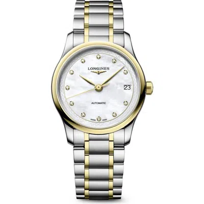 Longines The Master Collection Automatic Diamond Bracelet Watch, 34mm In White Mother Of Pearl