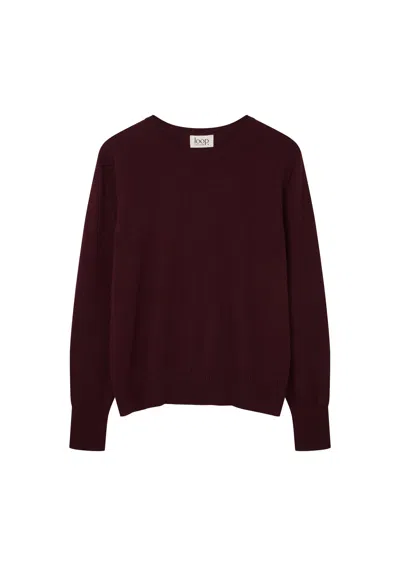 Loop Cashmere Women's Red Cashmere Crew Neck Sweater In Bordeaux Burgundy