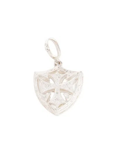 Pre-owned Loree Rodkin Cubic Zirconia Cross Shield Pendant In Multicolor
