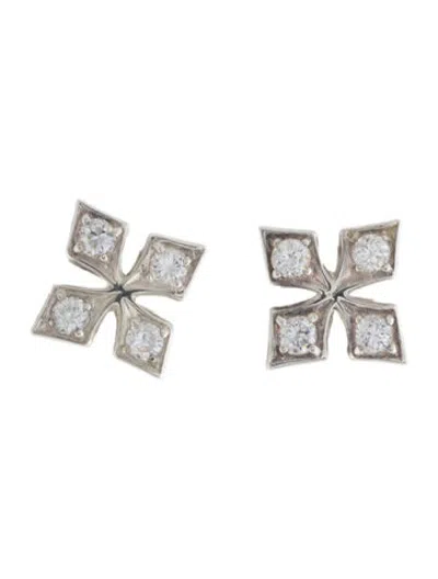 Pre-owned Loree Rodkin Cubic Zirconia Fancy Princess Cross Stud Earrings In Multicolor