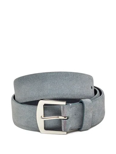Pre-owned Loro Piana Buckle Suede Belt In Blue
