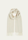 Loro Piana Cashmere Sciarpa Two-tone Fringe-trim Scarf In White