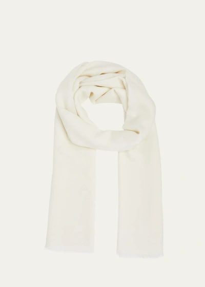 Loro Piana Jacquard Cashmere Maxi Stole In White