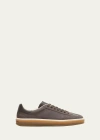 Loro Piana Men's Tennis Walk Suede Low-top Sneakers In Navy Blue