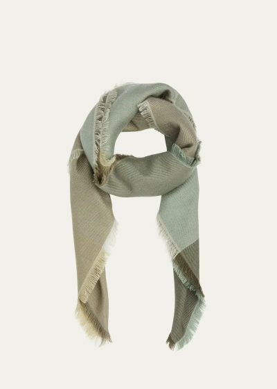 Loro Piana Quadrilatero Del Cashmere-silk Scarf In Green