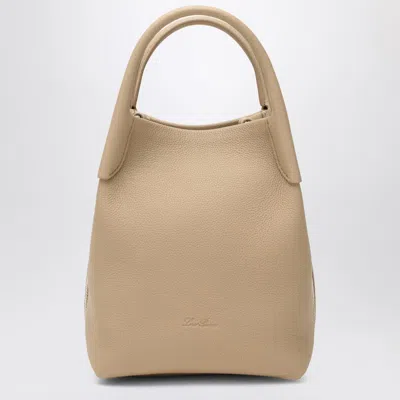 Loro Piana Small Bale Bag In Hammered Light Mastic Leather In Sand
