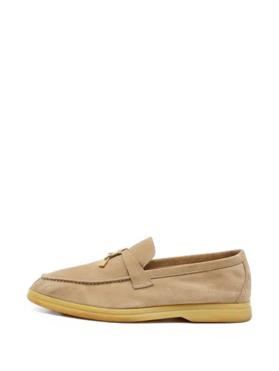 Pre-owned Loro Piana Summer Walk Charm Loafers In Neutrals
