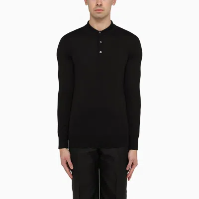 Loro Piana Virgin Wool Polo Shirt In Black