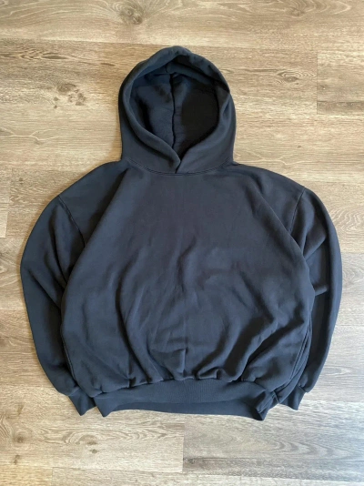 Pre-owned Los Angeles Apparel Black Edge 160z. Puffy Fleece Hooded Pullover Sweatshirt