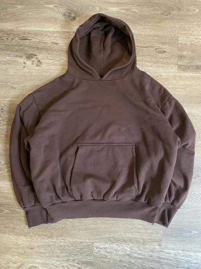 Pre-owned Los Angeles Apparel Sample Brown Double Layered Hooded Pullover Sweatshirt