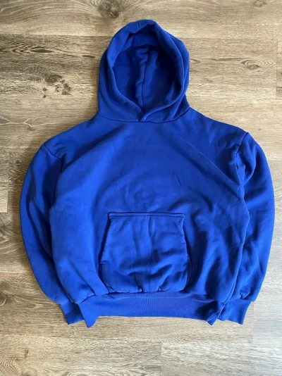 Pre-owned Los Angeles Apparel Sample Cobalt Blue Double Layered Hooded Pullover Sweatshirt