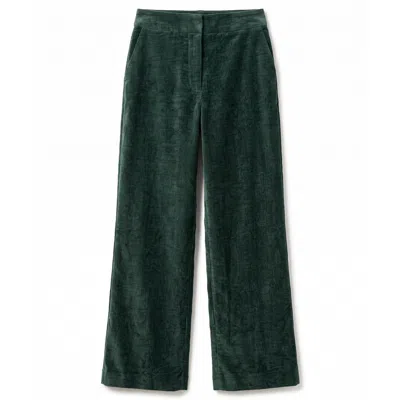 Louche Women's Tilde Matte Velvet Straight Cut Trouser - Forest Green
