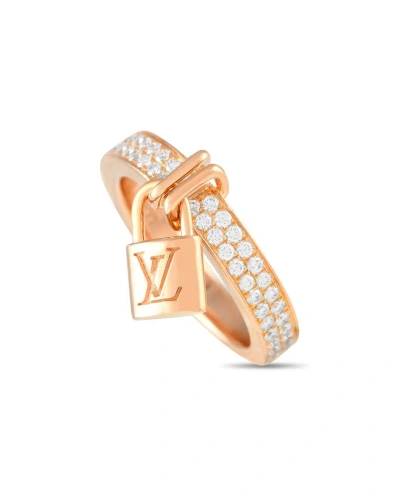 Pre-owned Louis Vuitton 18k Rose Gold 0.40 Ct. Tw. Diamond Lock Ring (authentic )