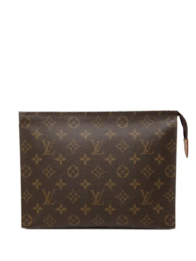 Pre-owned Louis Vuitton 1991 Monogram Toiletry Pouch 26 Clutch Bag In Brown