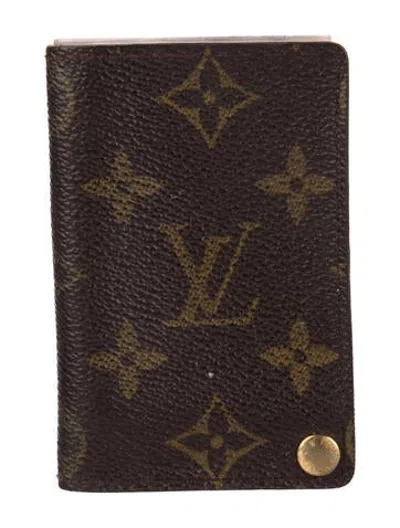 Pre-owned Louis Vuitton 2002 Monogram Pattern Card Holder In Brown