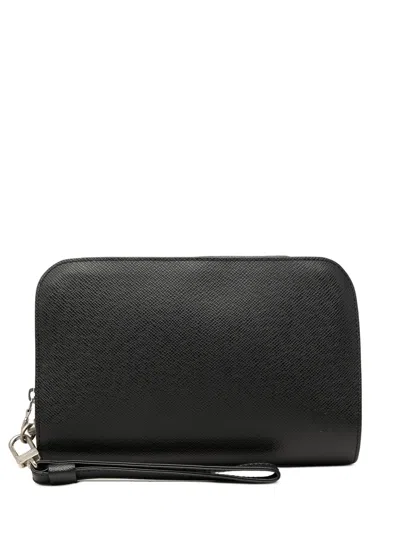 Pre-owned Louis Vuitton 2008 Taiga Pochette Baikal Clutch Bag In Black
