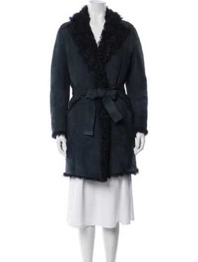 Pre-owned Louis Vuitton 2014 Lambskin Fur Coat In Blue