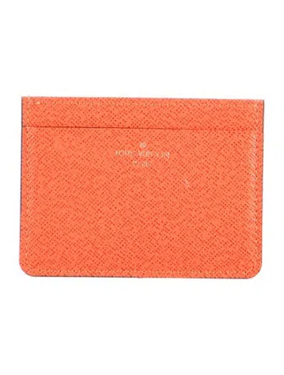 Pre-owned Louis Vuitton 2018 Leather Kimono Card Holder In Orange