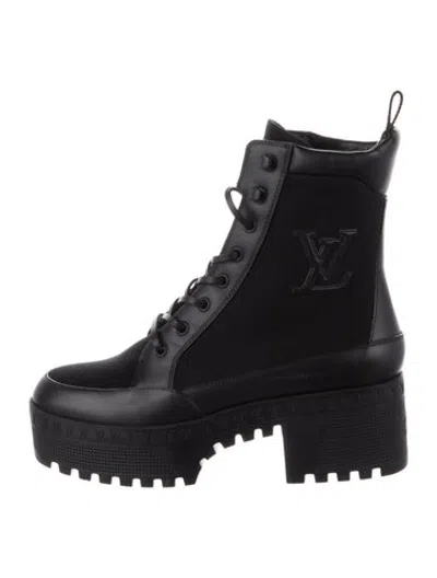 Pre-owned Louis Vuitton 2018  Laureate Platform Desert Boot Combat Boots In Black