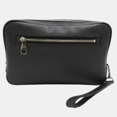 Pre-owned Louis Vuitton Black Leather Taiga Pochette Kasai Clutch Bag