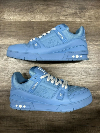 Pre-owned Louis Vuitton Blue Embossed Trainer Shoes