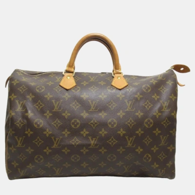 Pre-owned Louis Vuitton Brown Canvas Monogram Speedy 40 Handbag
