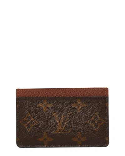 Pre-owned Louis Vuitton Brown Coated Canvas Card Case M61733 (authentic Pre-loved)
