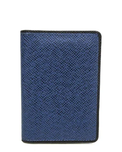 Pre-owned Louis Vuitton Cobalt Leather Pocket Organizer Card Case (authentic Pre-loved)