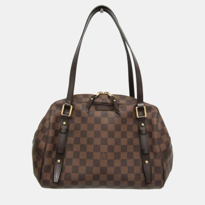 Pre-owned Louis Vuitton Damier Ebene Canvas Rivington Pm Bag In Brown