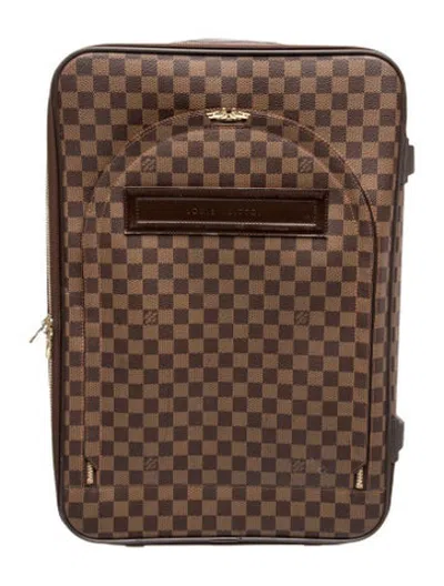 Pre-owned Louis Vuitton Damier Ebene Pégase 55 Suitcase In Brown