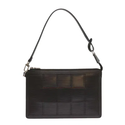 Pre-owned Louis Vuitton Delmonico Leather Clutch Bag () In Black
