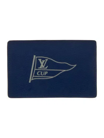 Pre-owned Louis Vuitton Leather Card Holder In Blue