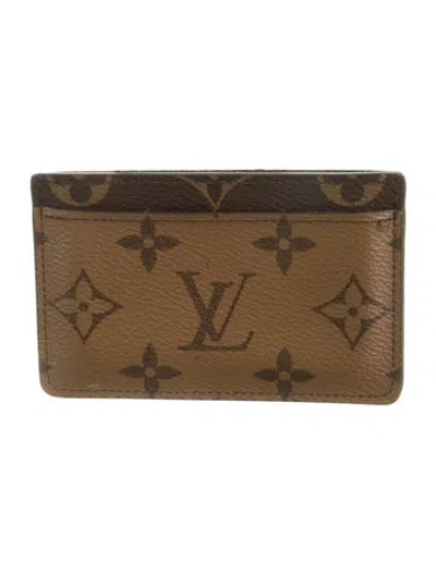 Pre-owned Louis Vuitton Leather Card Holder In Brown