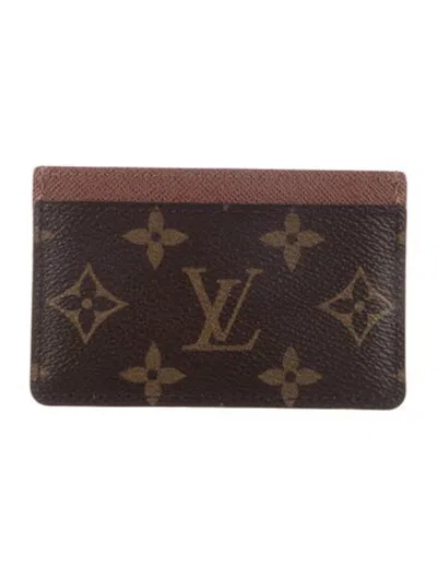 Pre-owned Louis Vuitton Lv Monogram Coated Canvas Card Case In Brown