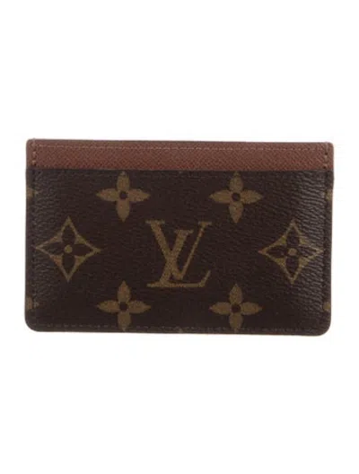 Pre-owned Louis Vuitton Lv Monogram Coated Canvas Card Holder In Brown
