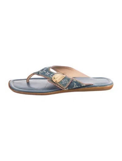 Pre-owned Louis Vuitton Lv Monogram Denim Flip Flops In Blue