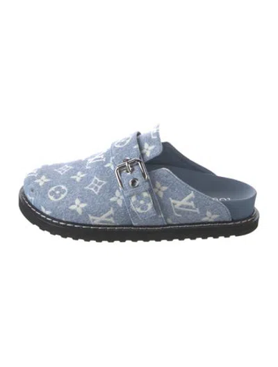 Pre-owned Louis Vuitton Lv Monogram Denim Mules In Blue